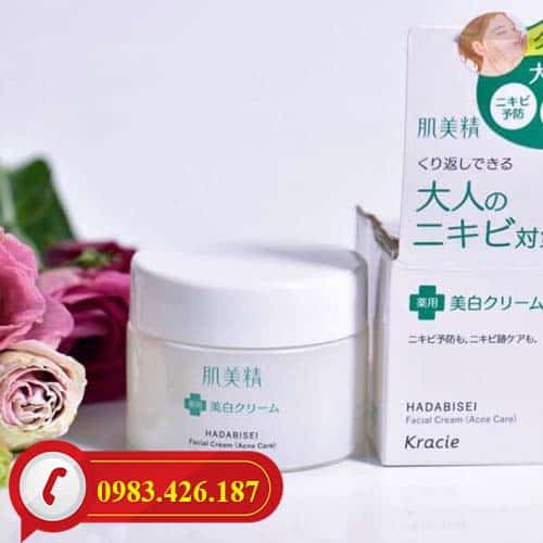 Hướng dẫn sử dụng Kem dưỡng da mụn Kracie Hadabisei Facial Cream
