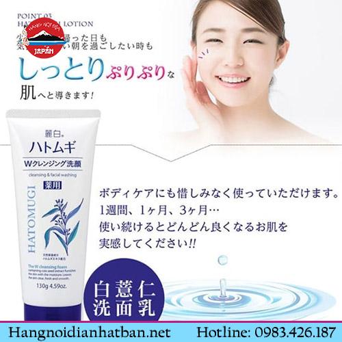 Sữa rửa mặt tẩy trang Hatomugi Naturie W Cleansing Foam